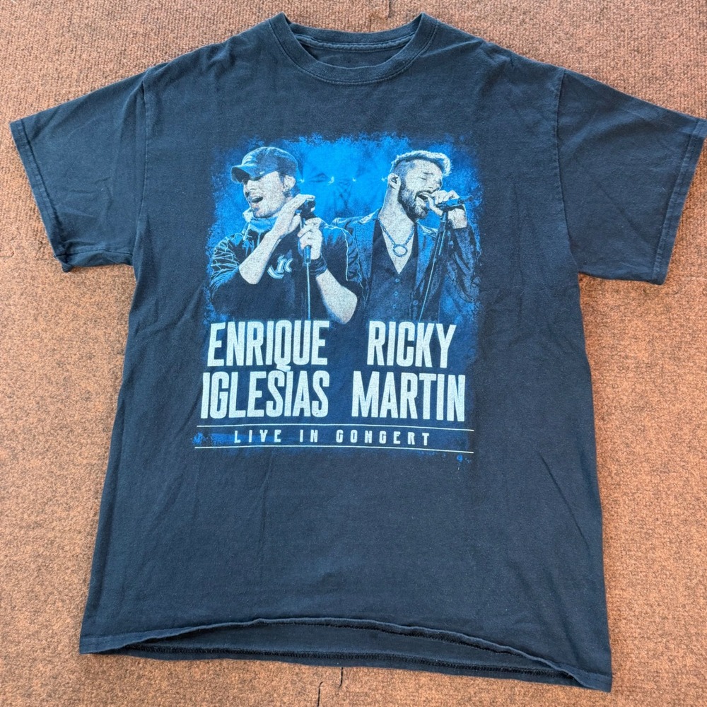 Enrique Iglesias Ricky Martin Live In Concert Tour T-Shirt Black Mens Medium USA